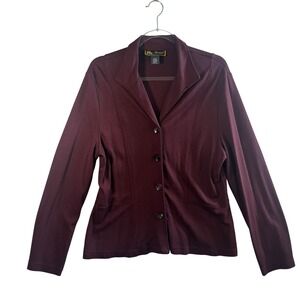 Mirasol Knit Blazer Jacket Rayon Blend Burgundy Maroon Wine Large Officecore USA